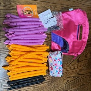 Curlformers Wavy Hair Curler Set with drying cap, product samples, and clips